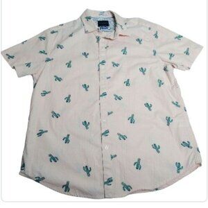 Denim & Flower Ricky Singh Button Up Cactus Shirt Men's Pink/Green Size Large